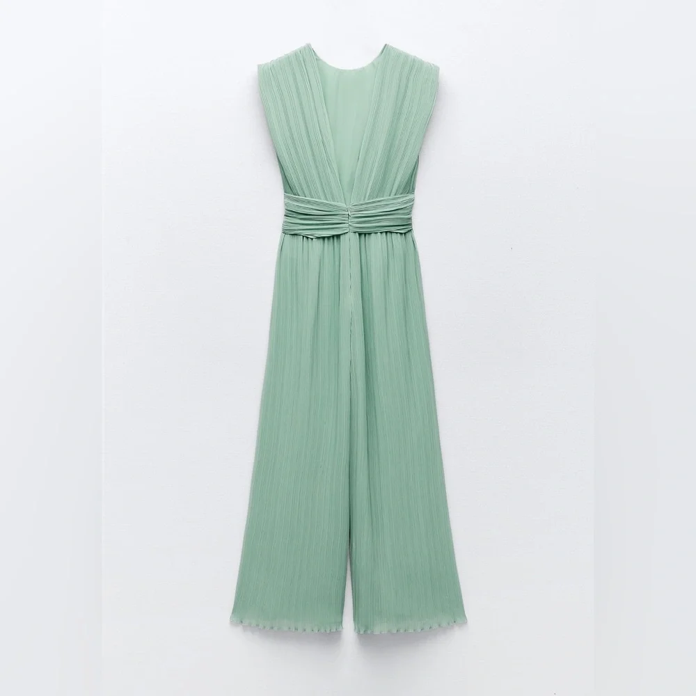 ZARA CLASSY KNOTTED PLEATED JUMPSUIT - Picture 9 of 9